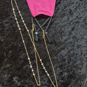 Vintage Gold & Crystal Bead Chain/Mask Holder